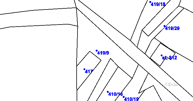 Parcela st. 419/9 v KÚ Čepirohy, Katastrální mapa