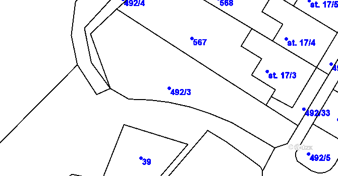 Parcela st. 492/3 v KÚ Čepirohy, Katastrální mapa