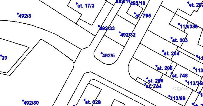 Parcela st. 492/5 v KÚ Čepirohy, Katastrální mapa