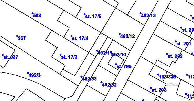 Parcela st. 492/11 v KÚ Čepirohy, Katastrální mapa