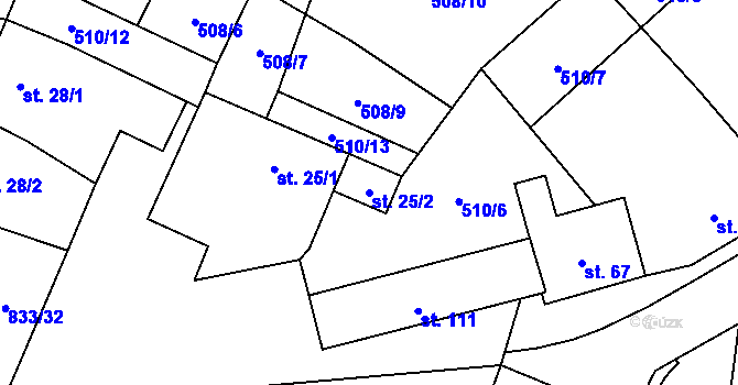 Parcela st. 25/2 v KÚ Čeradice u Žatce, Katastrální mapa