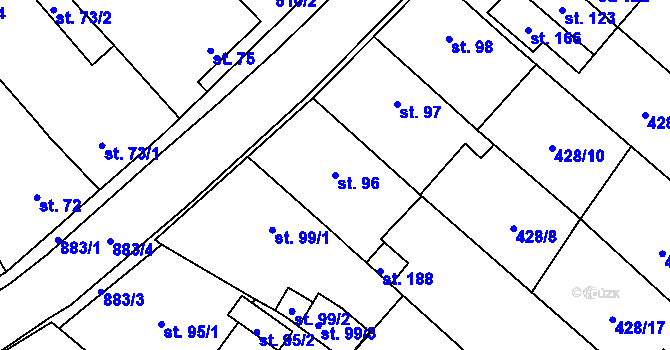 Parcela st. 96 v KÚ Čeradice u Žatce, Katastrální mapa
