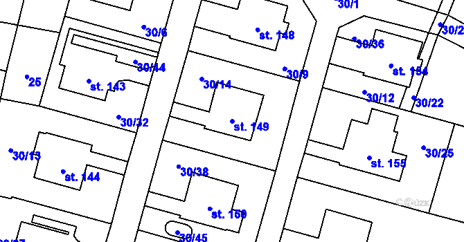 Parcela st. 149 v KÚ Čeradice u Žatce, Katastrální mapa
