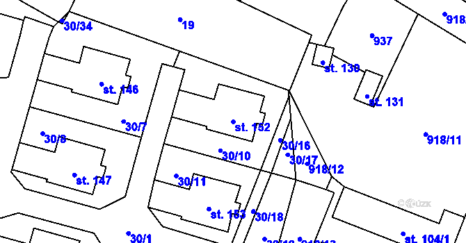 Parcela st. 152 v KÚ Čeradice u Žatce, Katastrální mapa