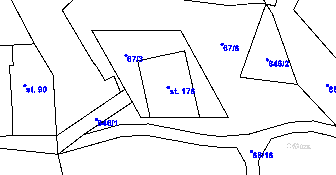 Parcela st. 176 v KÚ Čeradice u Žatce, Katastrální mapa