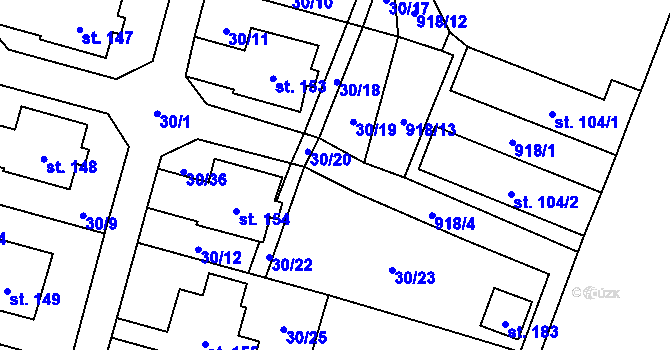 Parcela st. 30/21 v KÚ Čeradice u Žatce, Katastrální mapa