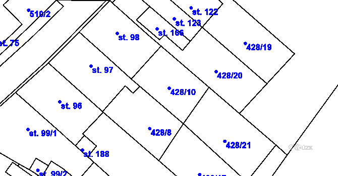 Parcela st. 428/10 v KÚ Čeradice u Žatce, Katastrální mapa