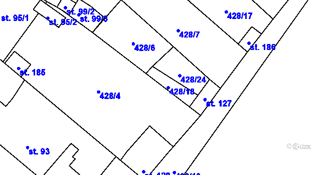 Parcela st. 428/18 v KÚ Čeradice u Žatce, Katastrální mapa