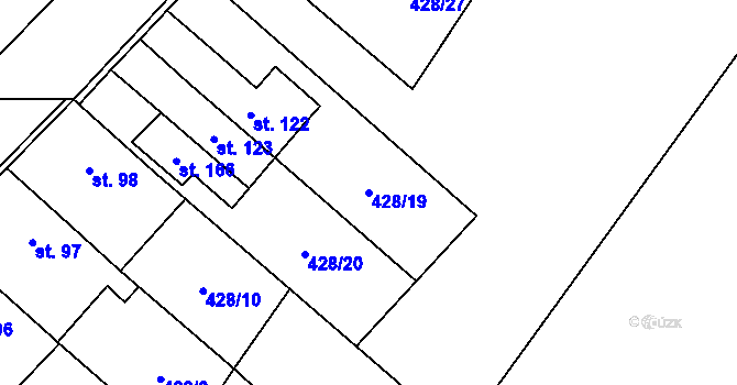 Parcela st. 428/19 v KÚ Čeradice u Žatce, Katastrální mapa