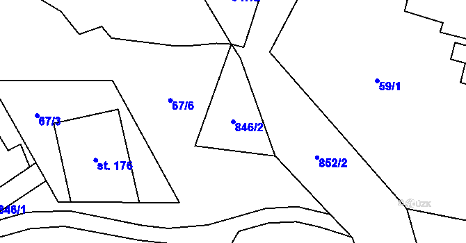 Parcela st. 846/2 v KÚ Čeradice u Žatce, Katastrální mapa