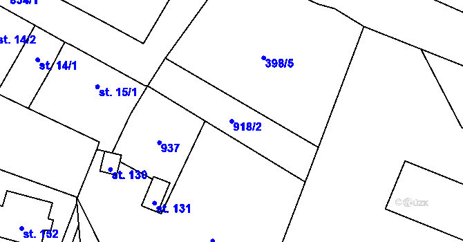 Parcela st. 918/2 v KÚ Čeradice u Žatce, Katastrální mapa