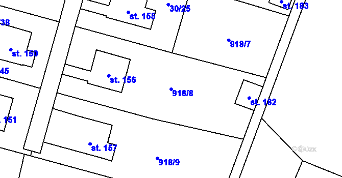 Parcela st. 918/8 v KÚ Čeradice u Žatce, Katastrální mapa