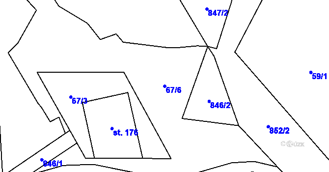 Parcela st. 67/6 v KÚ Čeradice u Žatce, Katastrální mapa