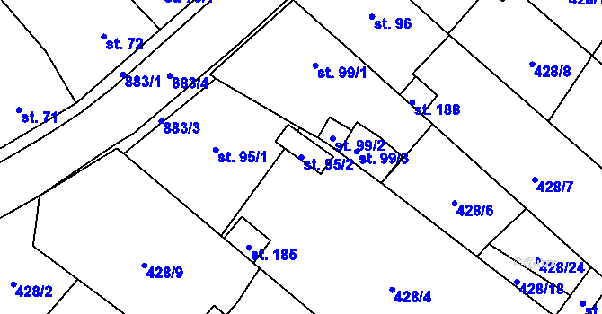 Parcela st. 95/2 v KÚ Čeradice u Žatce, Katastrální mapa