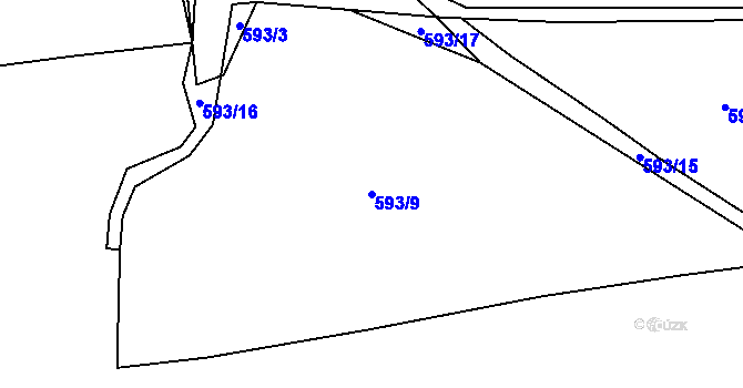Parcela st. 593/9 v KÚ Čeradice u Žatce, Katastrální mapa
