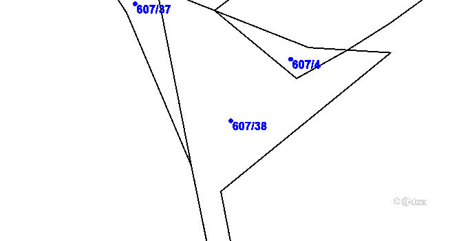 Parcela st. 607/38 v KÚ Čeradice u Žatce, Katastrální mapa