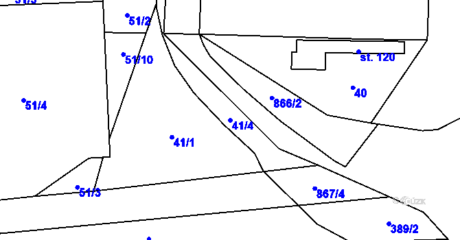 Parcela st. 41/4 v KÚ Čeradice u Žatce, Katastrální mapa