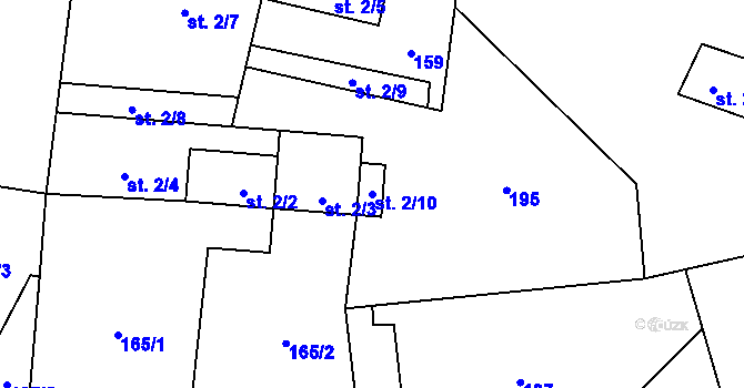 Parcela st. 2/10 v KÚ Kličín, Katastrální mapa
