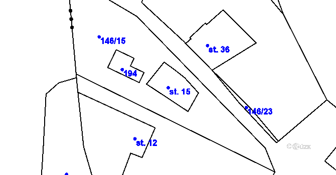 Parcela st. 15 v KÚ Kličín, Katastrální mapa