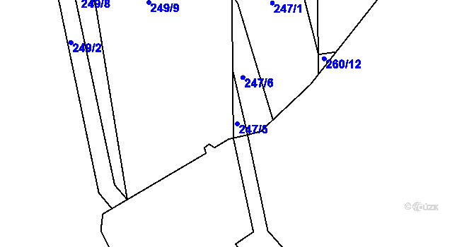 Parcela st. 247/5 v KÚ Větrušice, Katastrální mapa