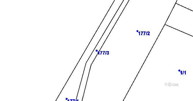 Parcela st. 177/3 v KÚ Větrušice, Katastrální mapa