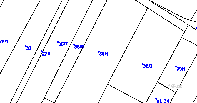 Parcela st. 35/1 v KÚ Čeradice nad Loučnou, Katastrální mapa