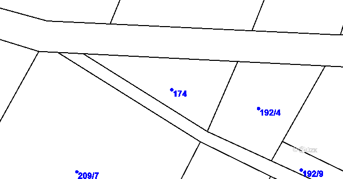 Parcela st. 174 v KÚ Čeradice nad Loučnou, Katastrální mapa
