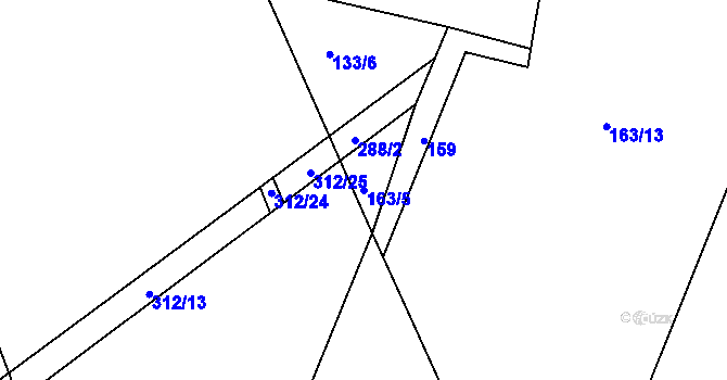 Parcela st. 163/5 v KÚ Čeradice nad Loučnou, Katastrální mapa