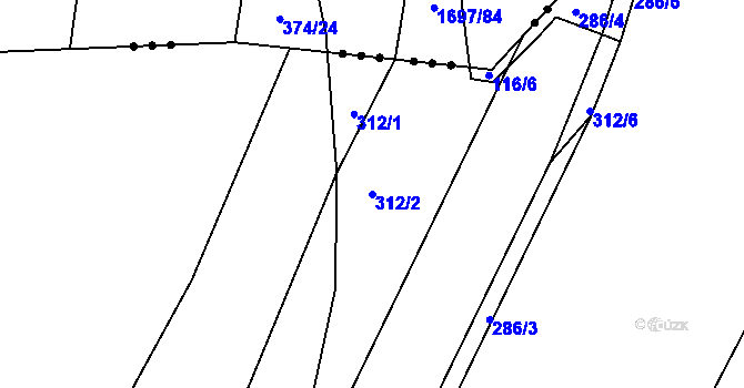 Parcela st. 312/2 v KÚ Čeradice nad Loučnou, Katastrální mapa