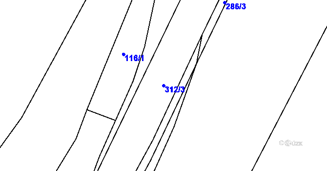 Parcela st. 312/3 v KÚ Čeradice nad Loučnou, Katastrální mapa