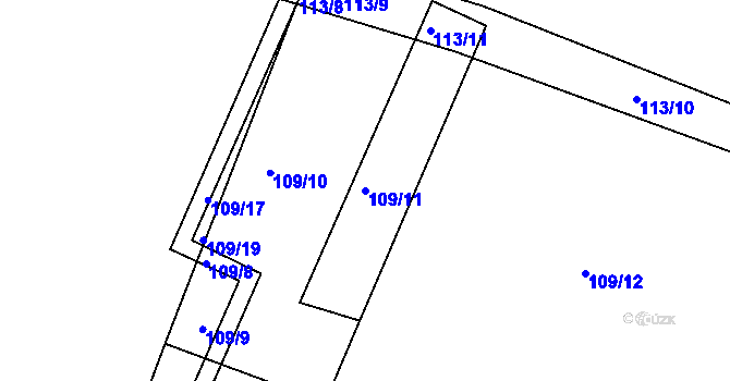 Parcela st. 109/11 v KÚ Čeradice nad Loučnou, Katastrální mapa