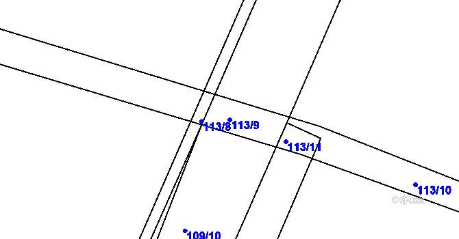 Parcela st. 113/9 v KÚ Čeradice nad Loučnou, Katastrální mapa