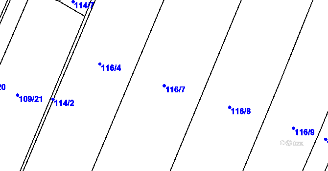 Parcela st. 116/7 v KÚ Čeradice nad Loučnou, Katastrální mapa