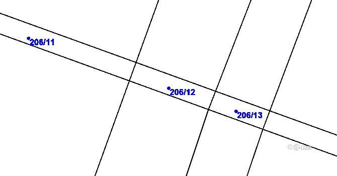 Parcela st. 206/12 v KÚ Čeradice nad Loučnou, Katastrální mapa