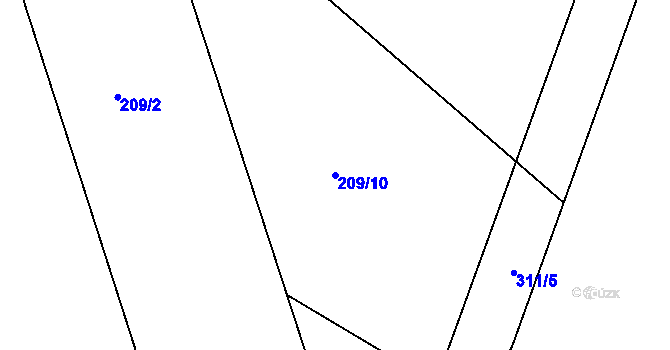 Parcela st. 209/10 v KÚ Čeradice nad Loučnou, Katastrální mapa
