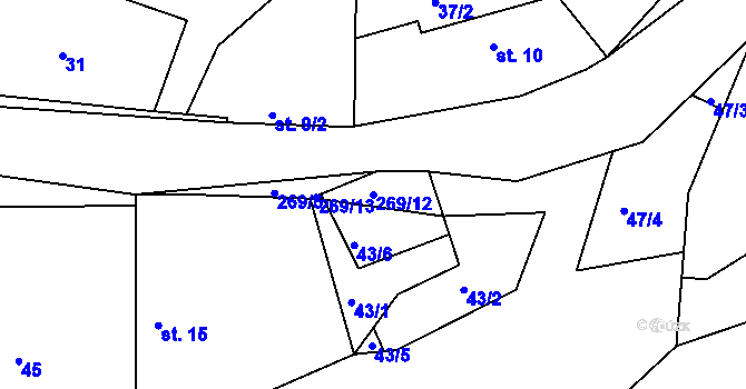 Parcela st. 269/12 v KÚ Čeradice nad Loučnou, Katastrální mapa