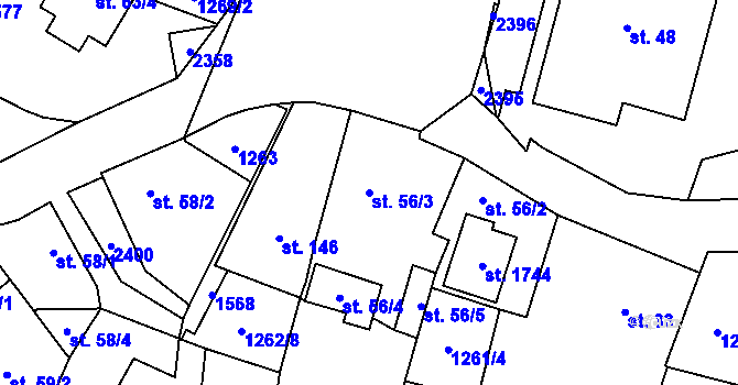 Parcela st. 56/3 v KÚ Čerčany, Katastrální mapa