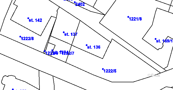 Parcela st. 136 v KÚ Čerčany, Katastrální mapa