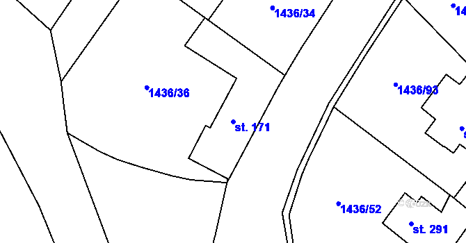 Parcela st. 171 v KÚ Čerčany, Katastrální mapa