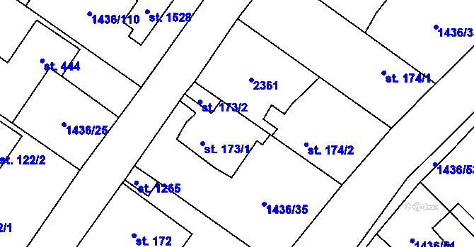 Parcela st. 173/3 v KÚ Čerčany, Katastrální mapa