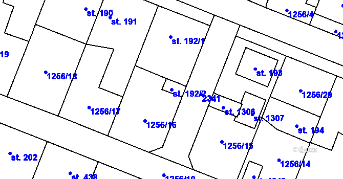 Parcela st. 192/2 v KÚ Čerčany, Katastrální mapa