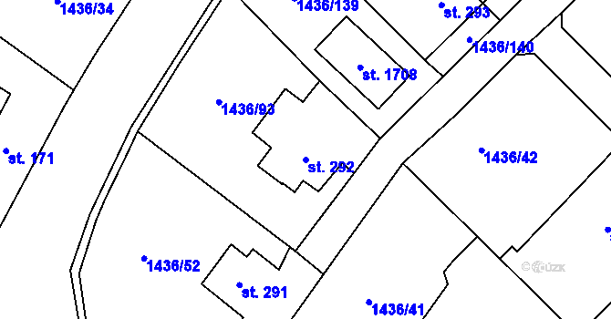 Parcela st. 292 v KÚ Čerčany, Katastrální mapa