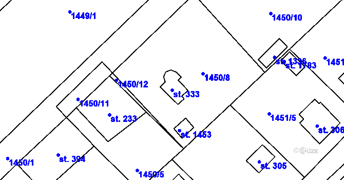 Parcela st. 333 v KÚ Čerčany, Katastrální mapa