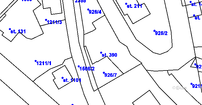 Parcela st. 390 v KÚ Čerčany, Katastrální mapa