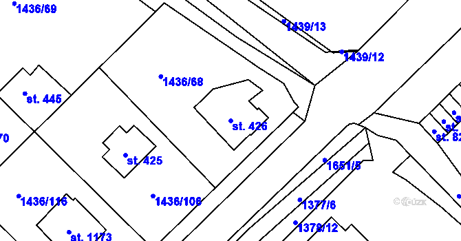 Parcela st. 426 v KÚ Čerčany, Katastrální mapa