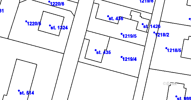 Parcela st. 435 v KÚ Čerčany, Katastrální mapa