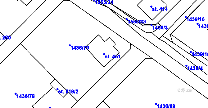Parcela st. 451 v KÚ Čerčany, Katastrální mapa