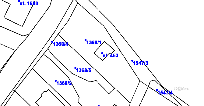 Parcela st. 453 v KÚ Čerčany, Katastrální mapa