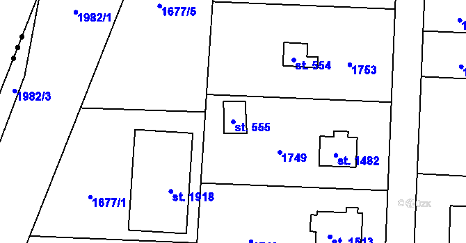 Parcela st. 555 v KÚ Čerčany, Katastrální mapa