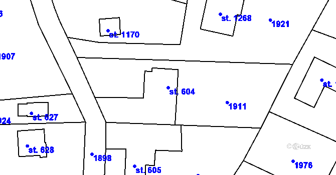 Parcela st. 604 v KÚ Čerčany, Katastrální mapa